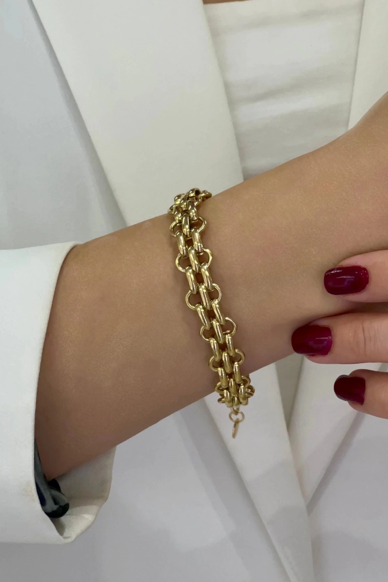 Suzi Model Gold Altın Kaplama Çelik Bileklik