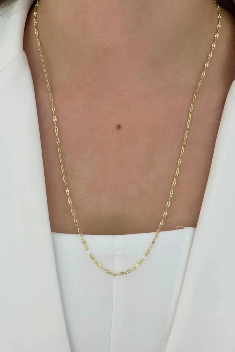 İnce Çengel Model Gold Altın Kaplama Kolye