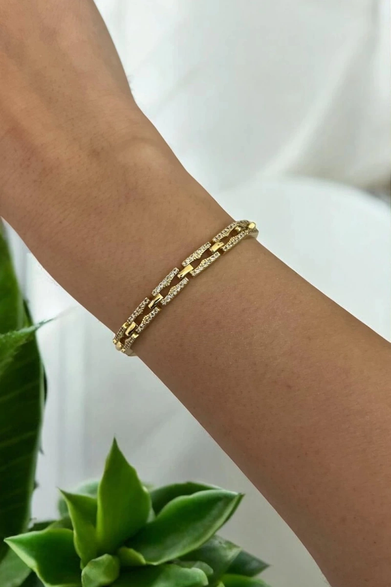 Kum Saati Model Gold Altın Kaplama Bileklik