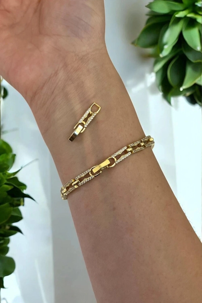 Kum Saati Model Gold Altın Kaplama Bileklik