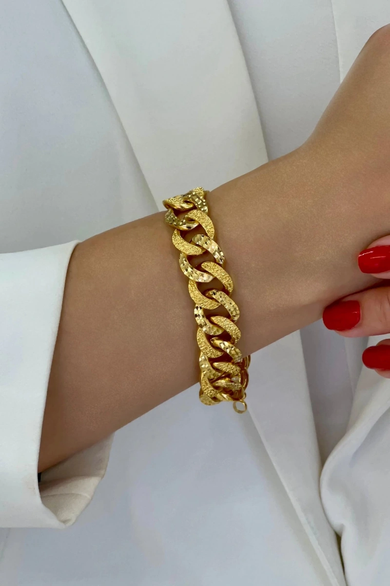 Sim Detay Samanyolu Model Gold Altın Kaplama Kuyum Bileklik