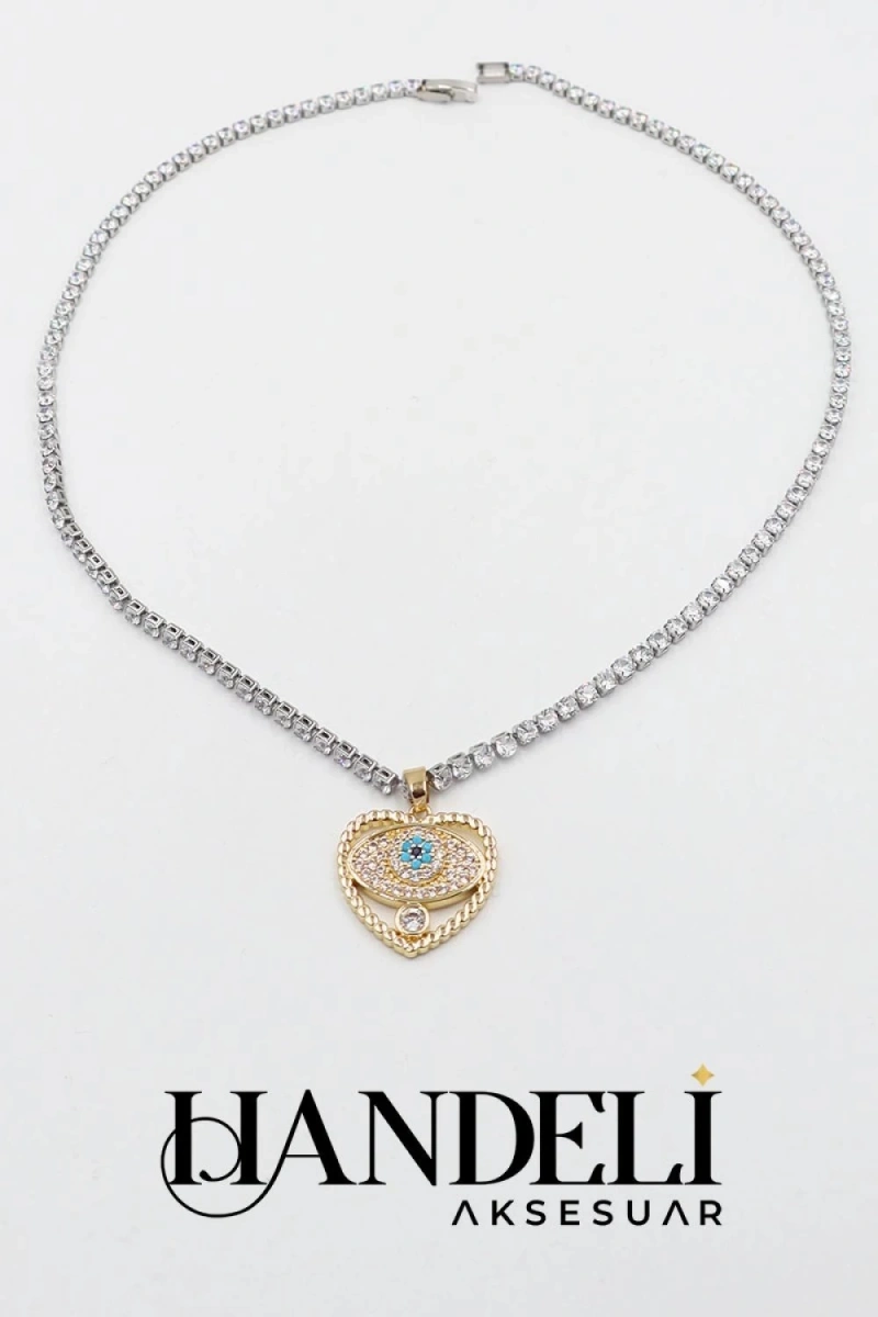 Su Yolu Model Kalp Detay Gold Altın Kaplama Kolye