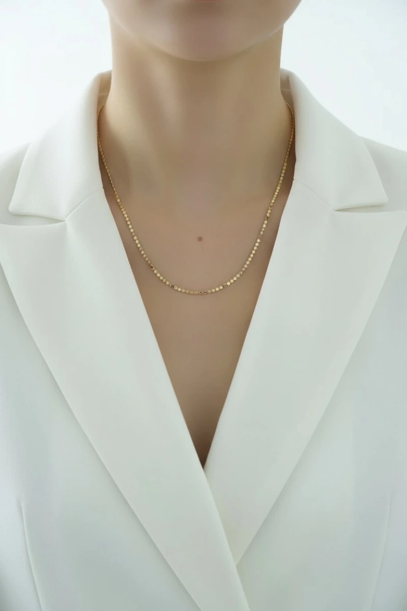 Pul Zincir Model Gold Altın Kaplama Kolye