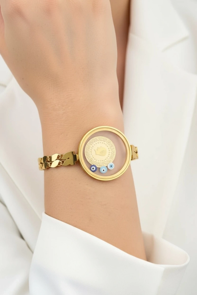 Cam Çerçeve Osmanlı Model Gold Altın Kaplama Bileklik