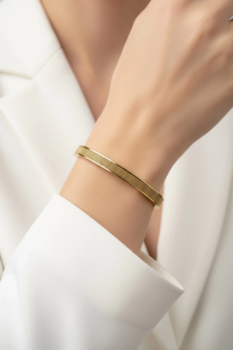 Deliklik Model Gold Altın Kaplama Bileklik