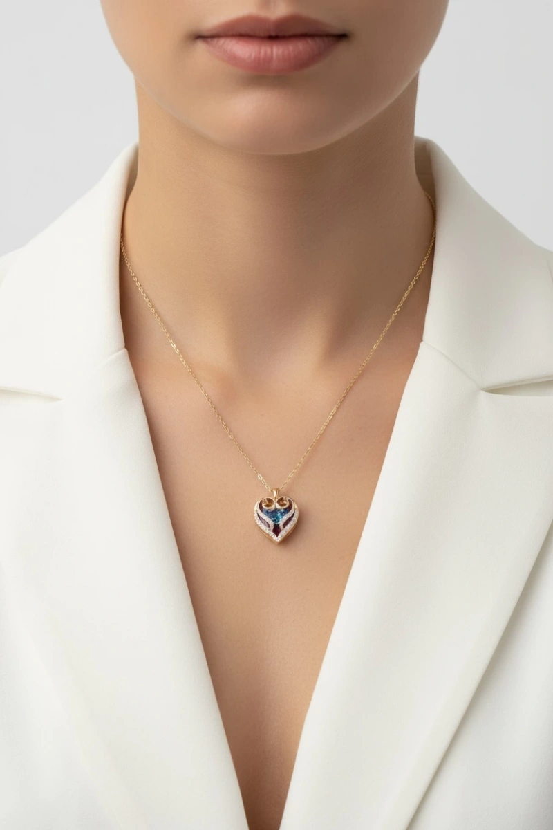 İnce Zincir Saklı Kalp Gold Altın Kaplama Çelik Kolye