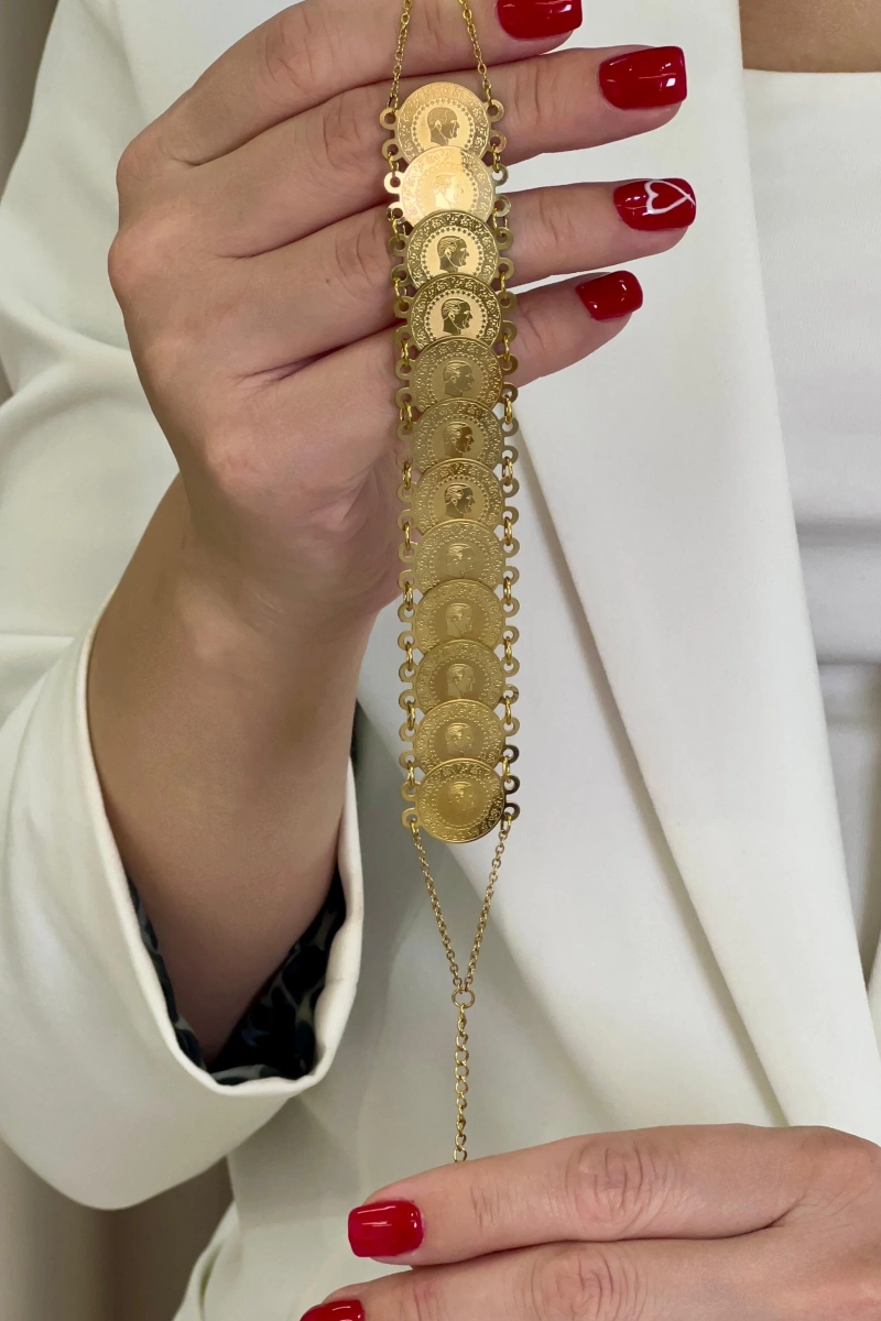 Sıralı Çeyrek Dizme Gold Altın Kaplama Bileklik