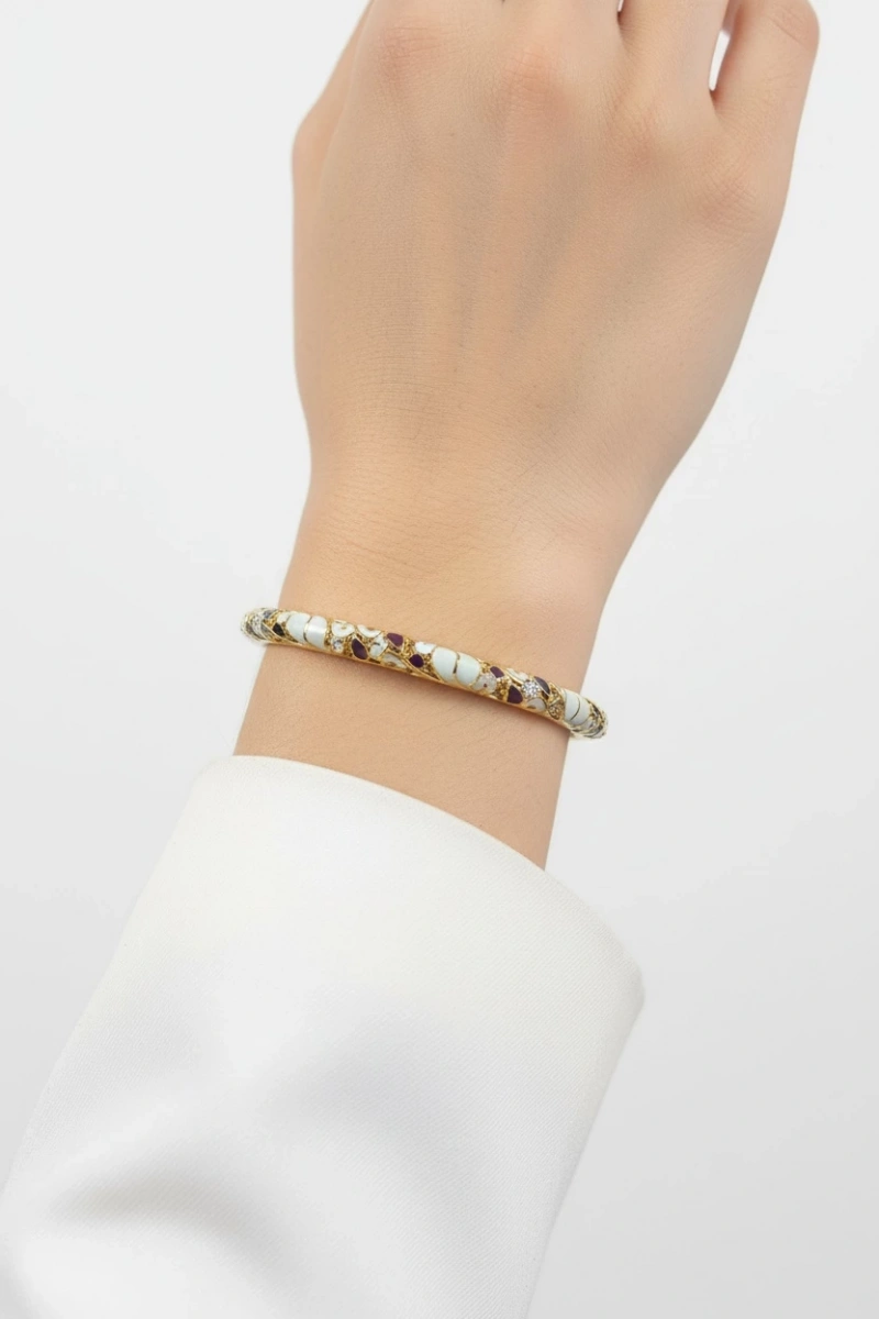 Su Yeşil Renk Mineli Model Altın Kaplama Bileklik