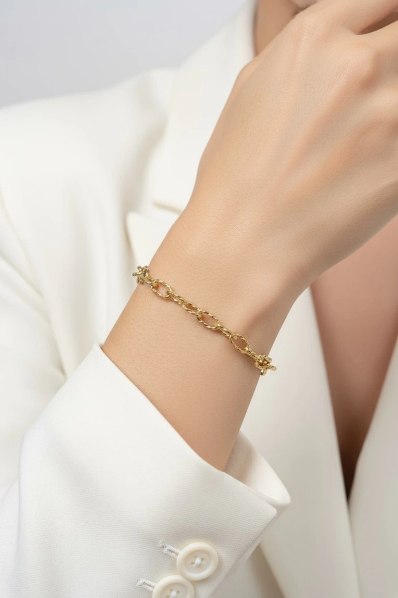 Burma Halka Model Gold Altın Kaplama Bileklik