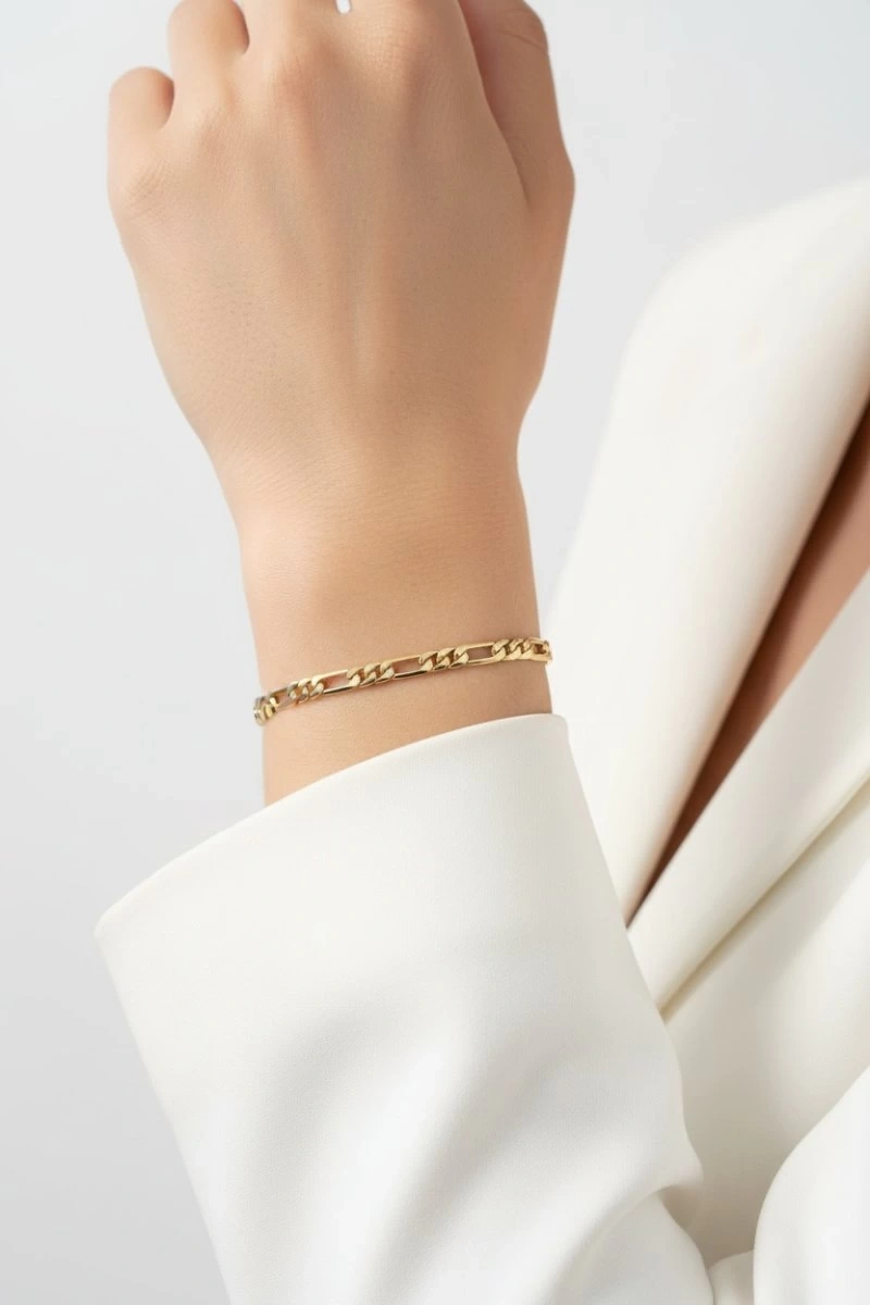 Düz İnce Ezik Bağlı Gold Altın Kaplama Bileklik