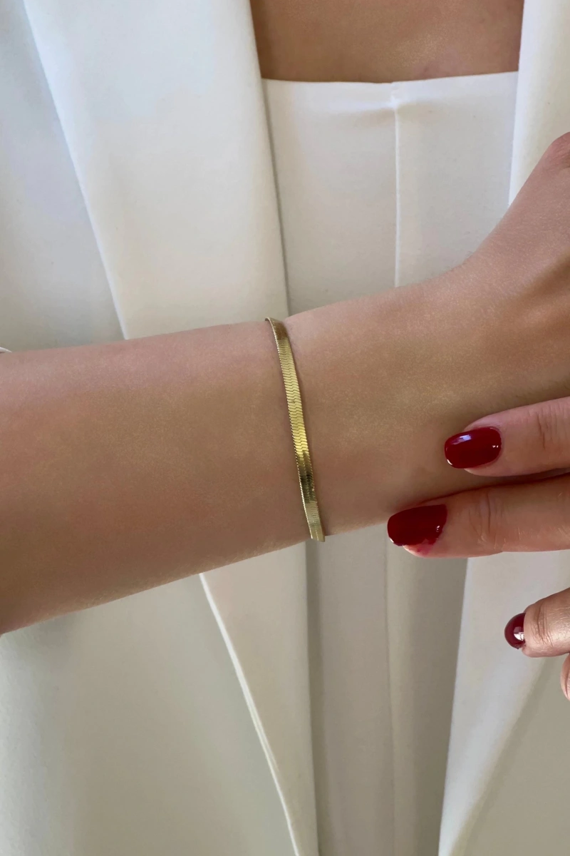 İnce İtalyan Model Gold Altın Kaplama Bileklik