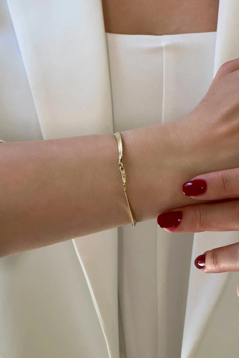 İnce İtalyan Model Gold Altın Kaplama Bileklik