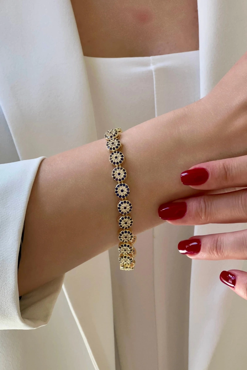 Nazar Göz Detay Gold Altın Kaplama Bileklik