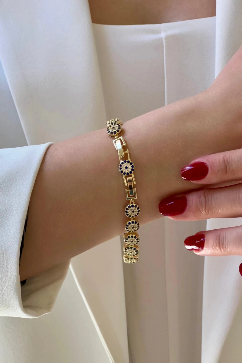 Nazar Göz Detay Gold Altın Kaplama Bileklik