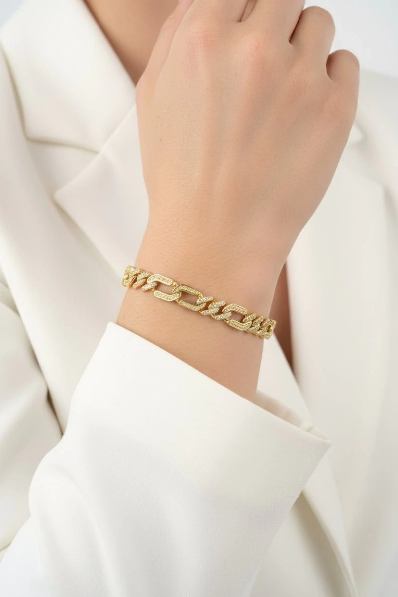 Sirel Model Gold Altın Kaplama Gurmet Bileklik