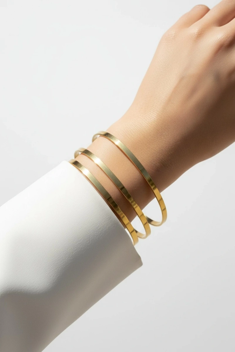 Ajda Model Kesme Gold Altın Kaplama Çelik Bileklik