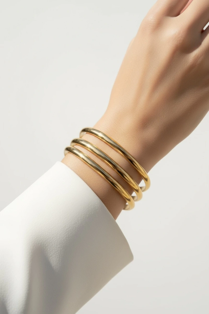 Ajda Model Kesme Oval Gold Altın Kaplama Çelik Bileklik