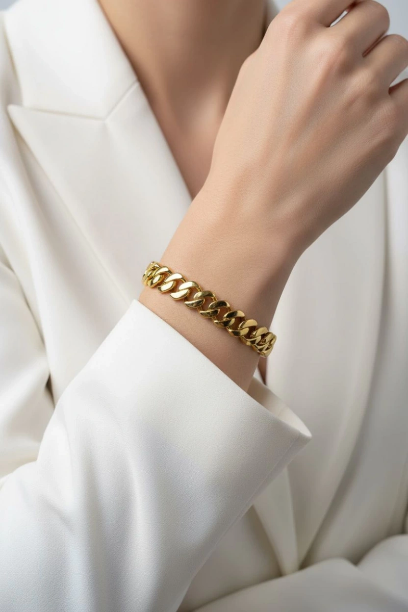 Elea Model Gold Altın Kaplama Gurmet Bileklik