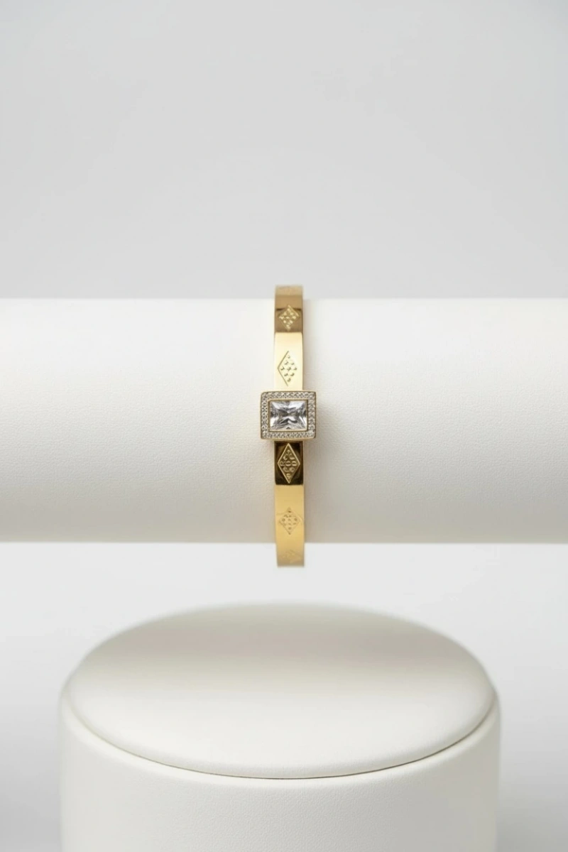 Baget Model Gold Altın Kaplama Çelik Bileklik