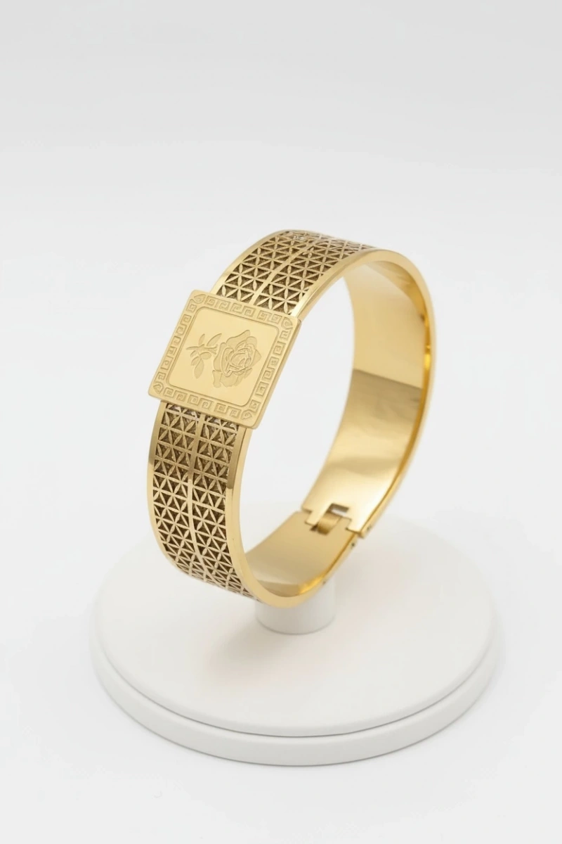 Rose Serisi Kalın Model Gold Altın Kaplama Bileklik