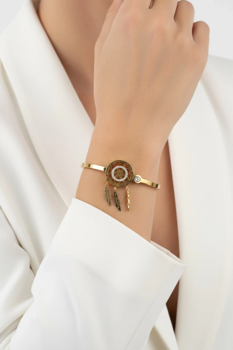 Düş Kapanı Model Gold Altın Kaplama Bileklik