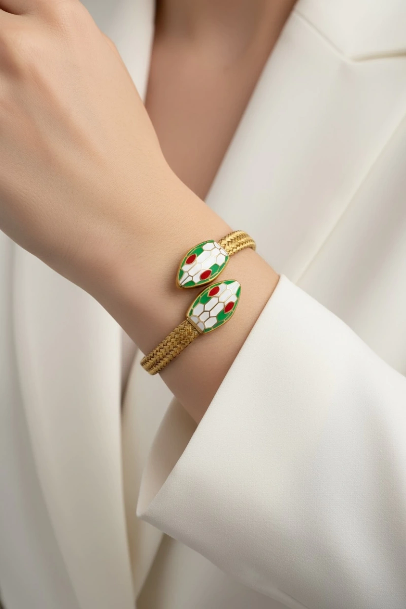 B Model Sarma Renkli Yılan Gold Altın Kaplama Bileklik