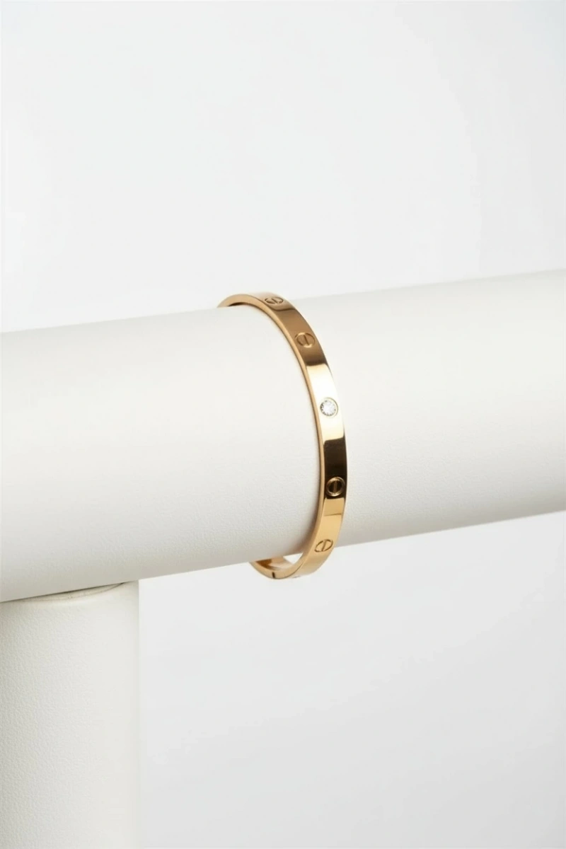 C Model Rose Altın Kaplama Taşlı Bileklik