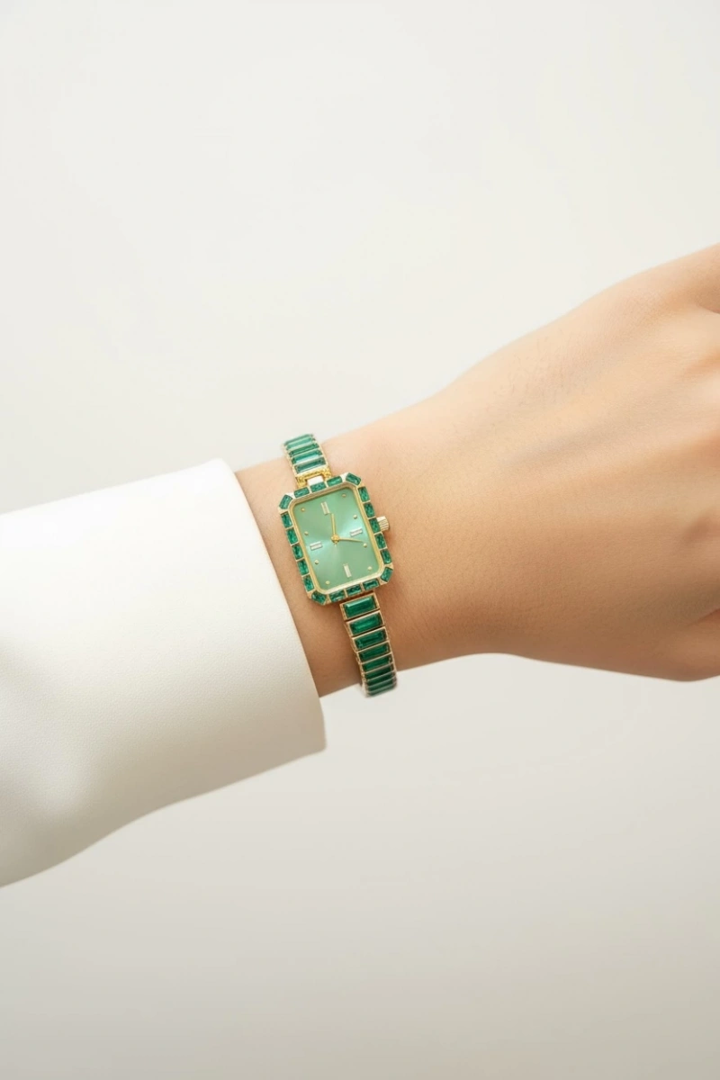 Baget Taş Model Beyaz İçi Beyaz Kadın Kol Saati