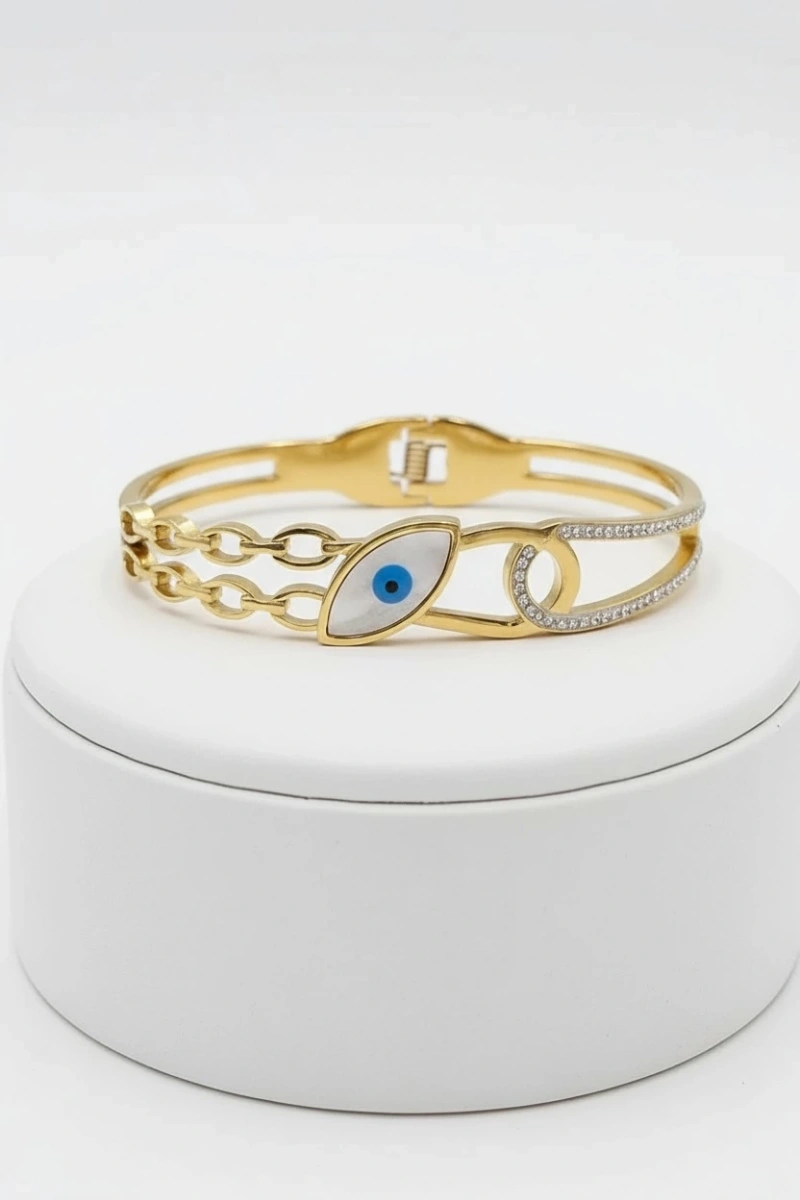 Göz Model Zincir Desen Kordon Gold Altın Kaplama Bileklik