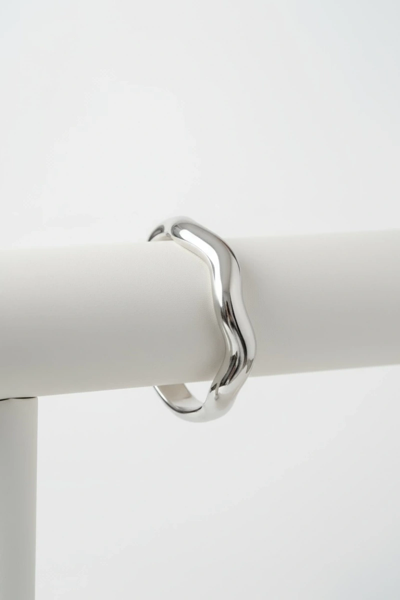 Kalın Halka Beyaz Kaplama Model Kelepçe Bileklik