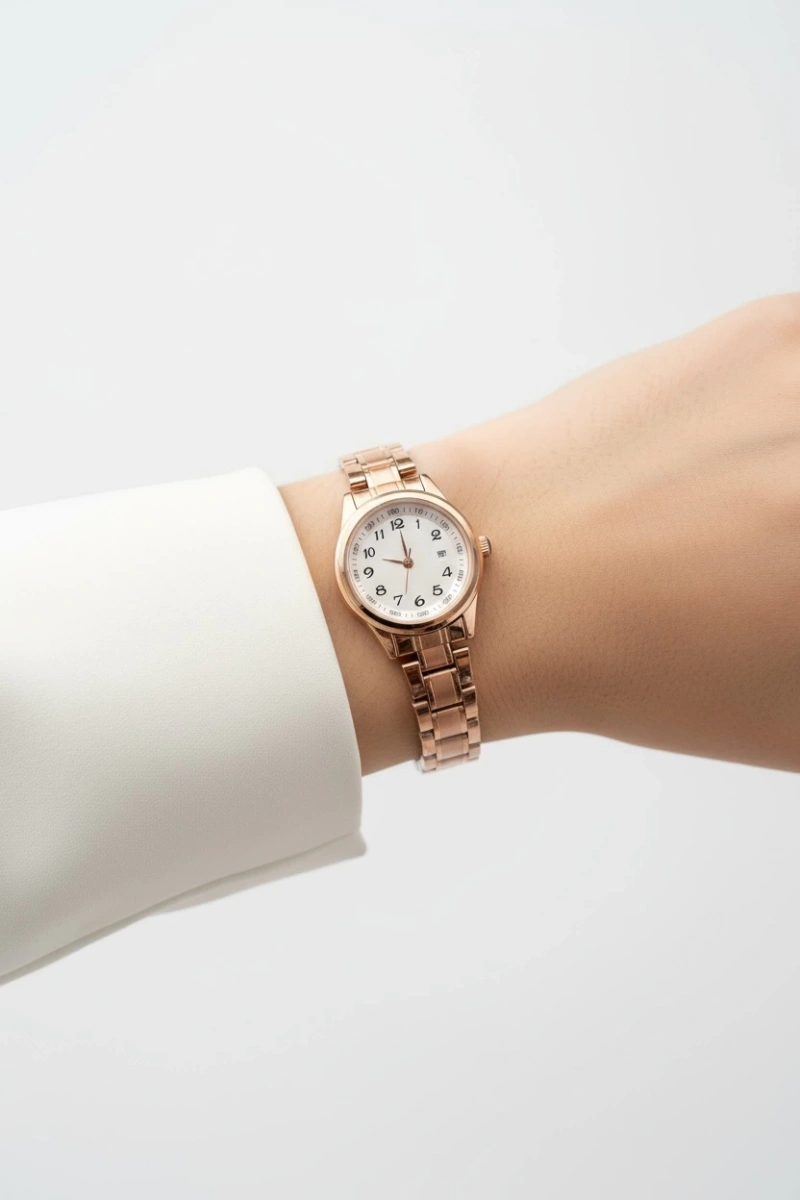 Rose Kordon Beyaz Kadran Detay Gold Kadın Kol Saati