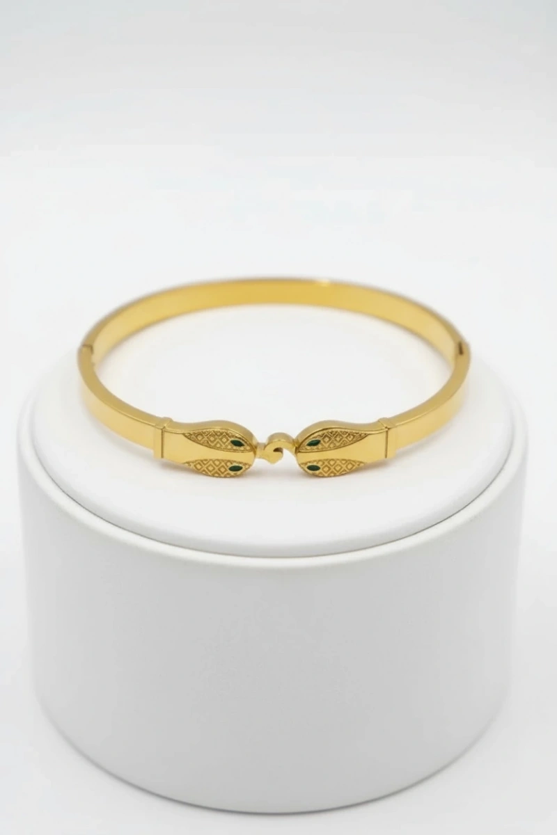 Yılan Model Kilit Gold Altın Kaplama Bileklik
