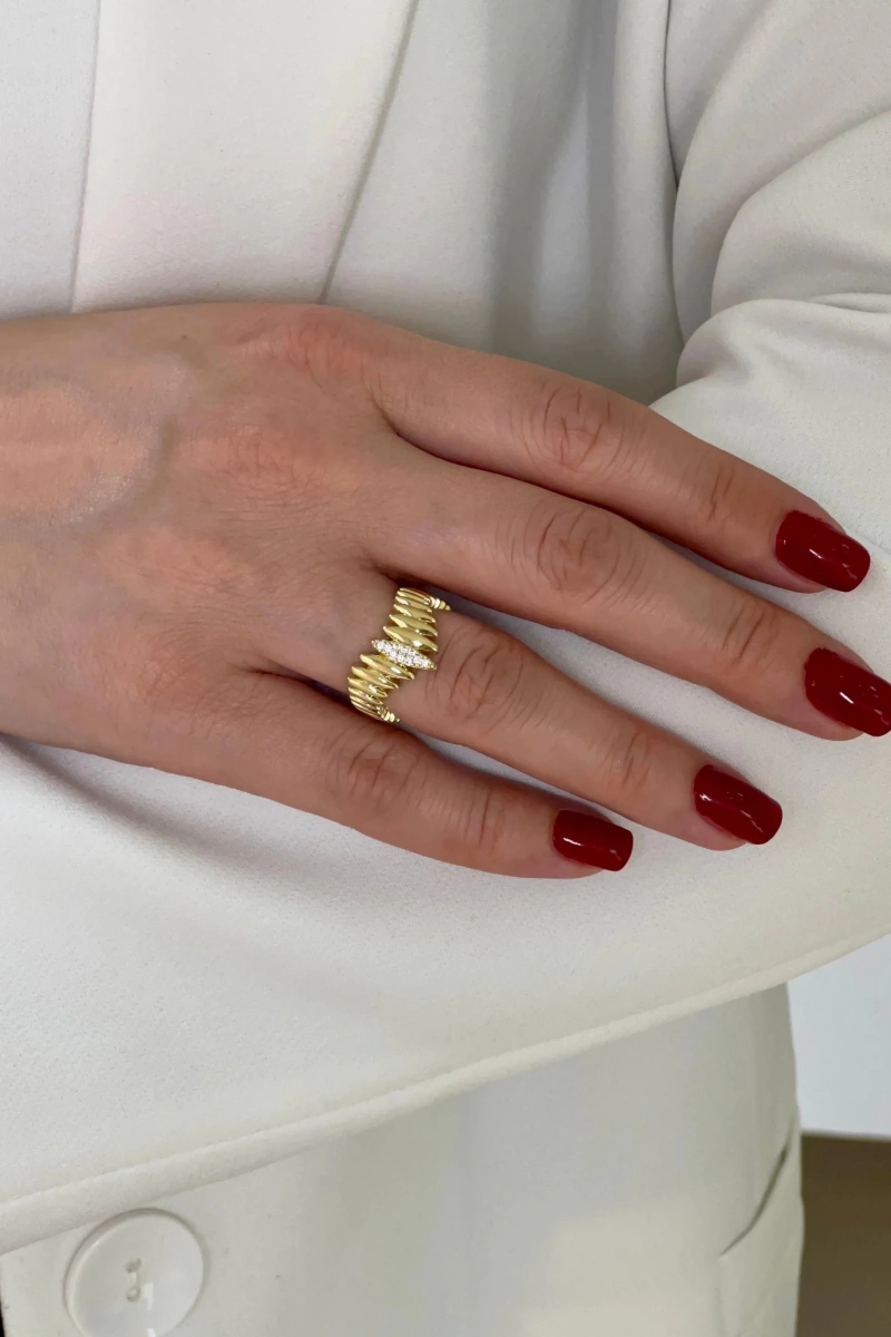 Atlas Model Gold Altın Kaplama Ayarlanabilir Yüzük