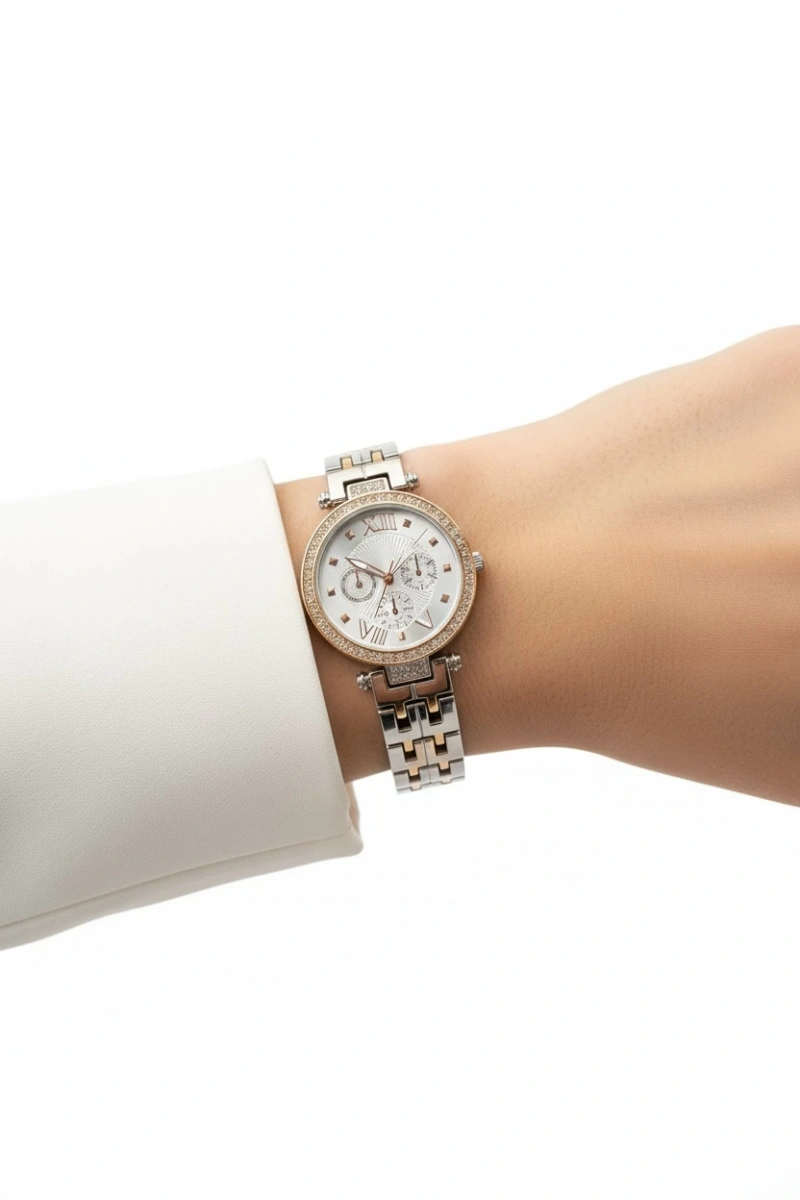 Kapalı Rose Gümüş Kordon Roma Rakam Kadran Detay Kadın Kol Saati