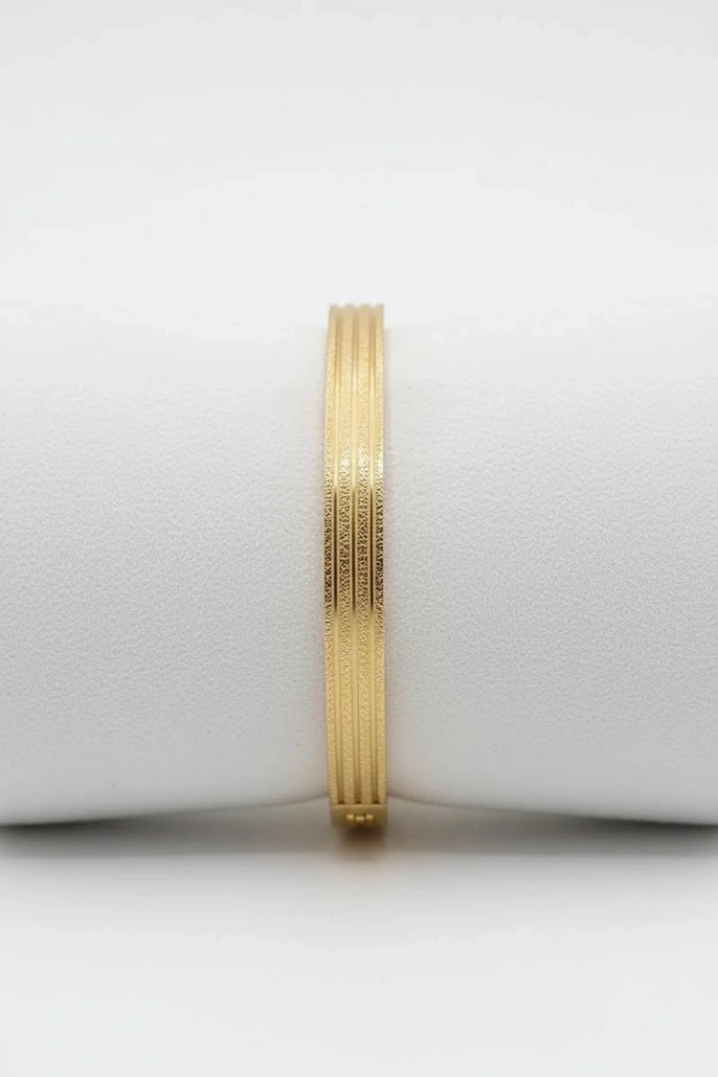 Simli Düz Kalın Gold Altın Kaplama Bileklik