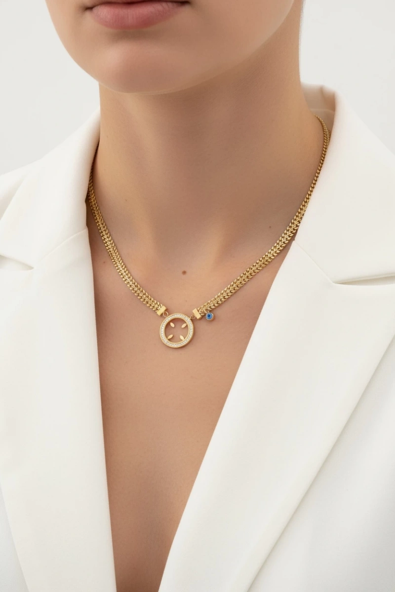 Çeyrek Takmalı Boş Sırma Zincir Gold Altın Kaplama Kolye