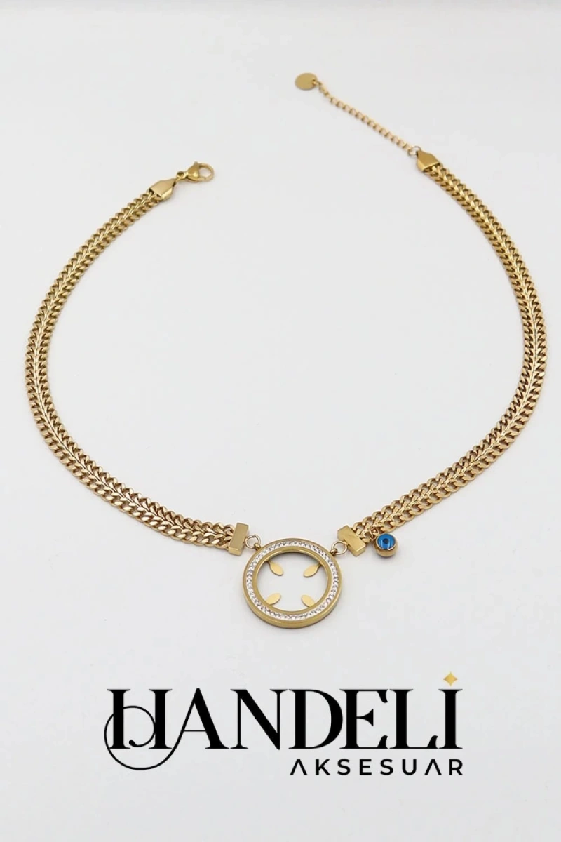 Çeyrek Takmalı Boş Sırma Zincir Gold Altın Kaplama Kolye