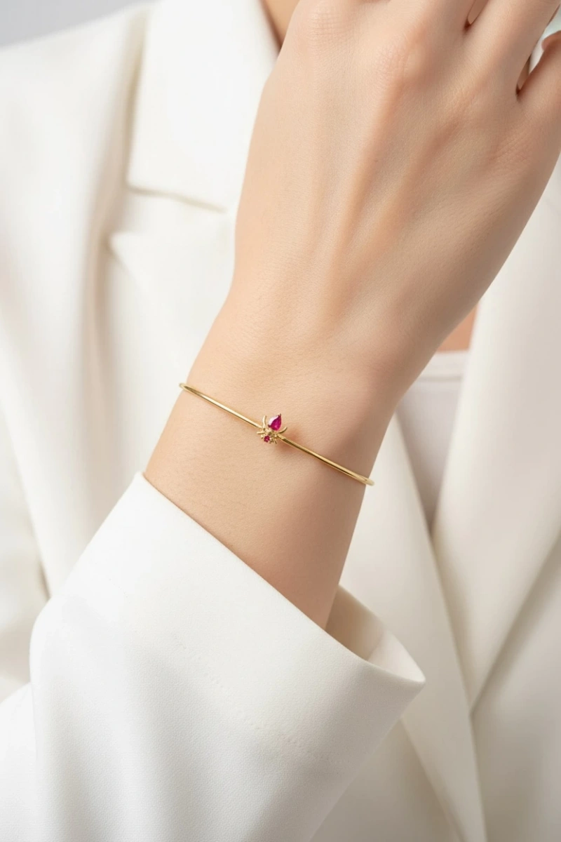 Yay Model Örümcek Detay Gold Altın Kaplama Bileklik