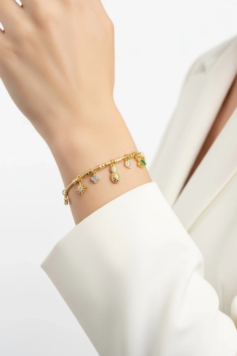 Yay Ananas Model Gold Altın Kaplama Bileklik