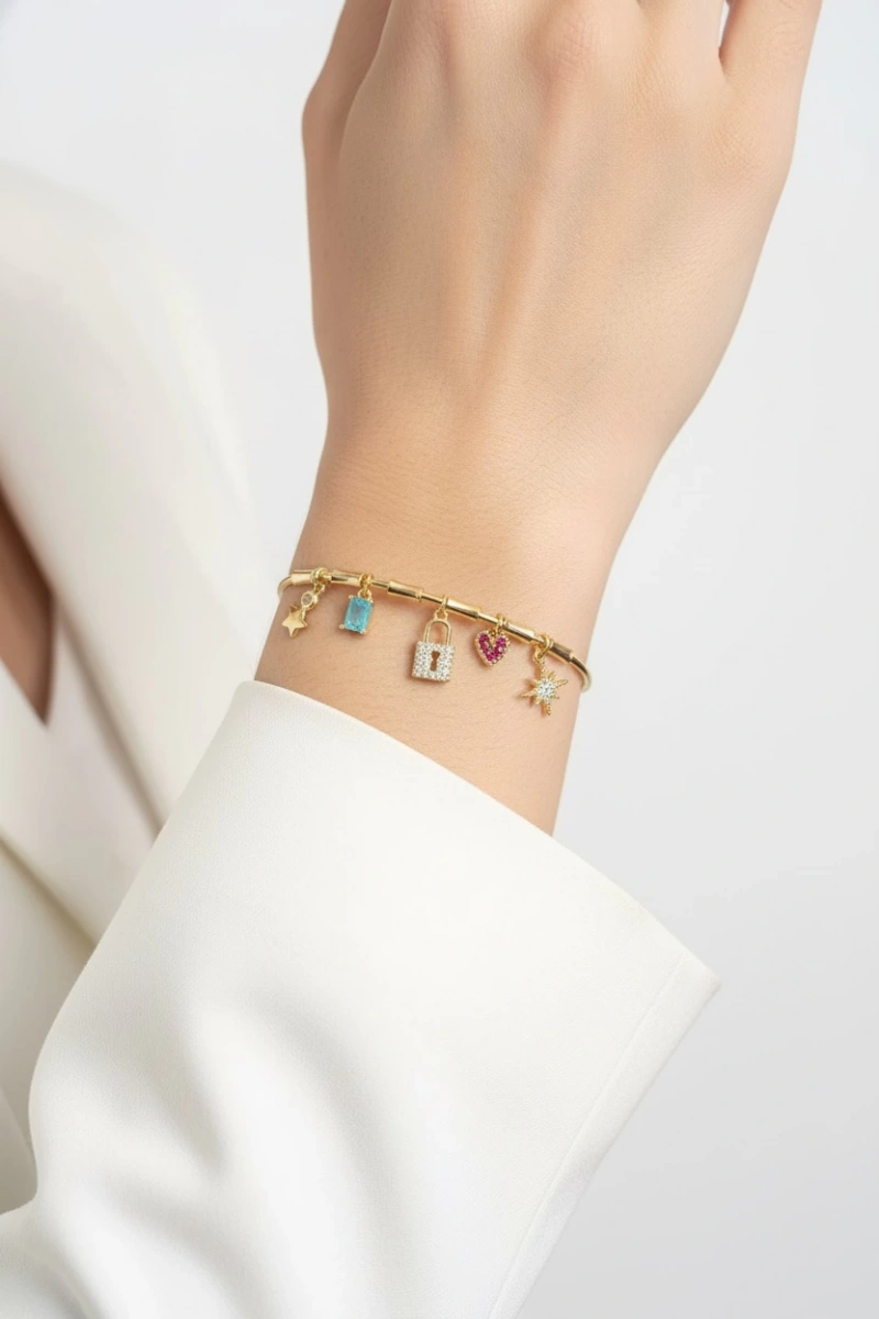 Yay Model Kilit Model Gold Altın Kaplama Bileklik