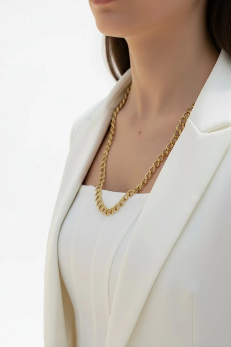 Samanyolu Model Gold Altın Kaplama Çelik Kolye