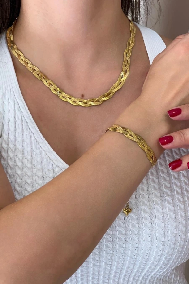 Sarma İtalyan Zincir Model Gold Altın Kaplama Bileklik