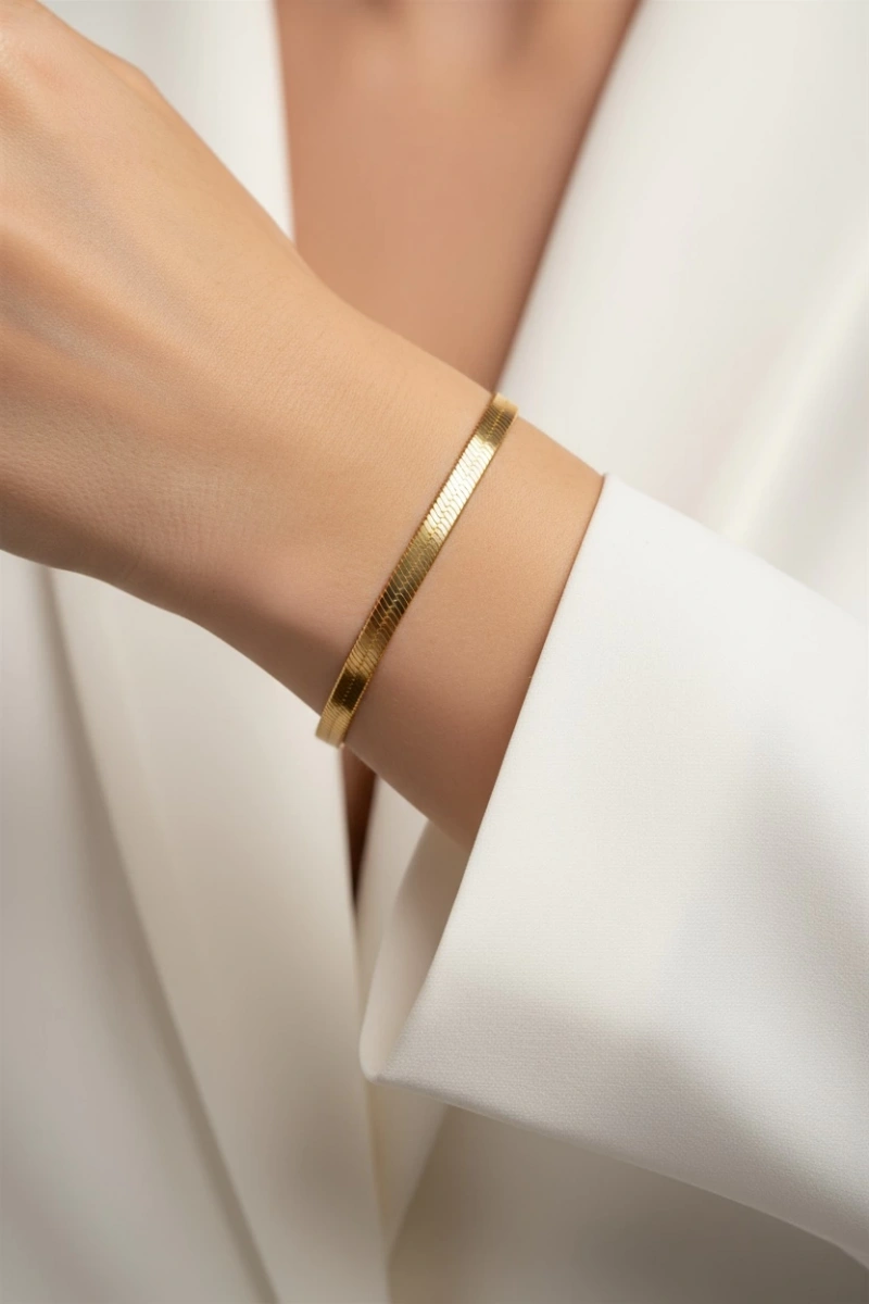 İtalyan Zincir Gold Altın Kaplama Bileklik