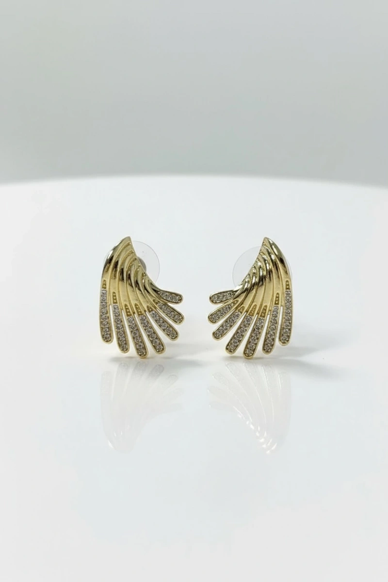 Wing Model Gold Altın Kaplama Küpe