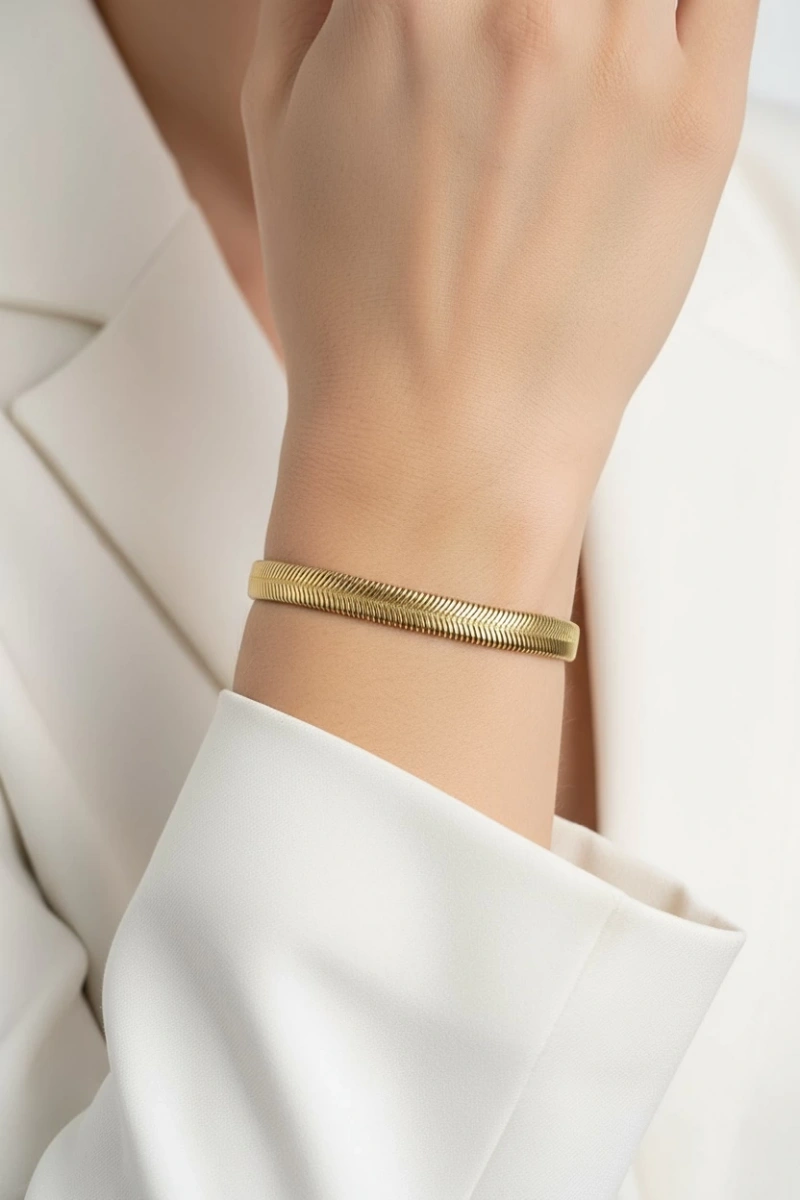 Kalın Ezme İtalyan Gold Altın Kaplama Bileklik