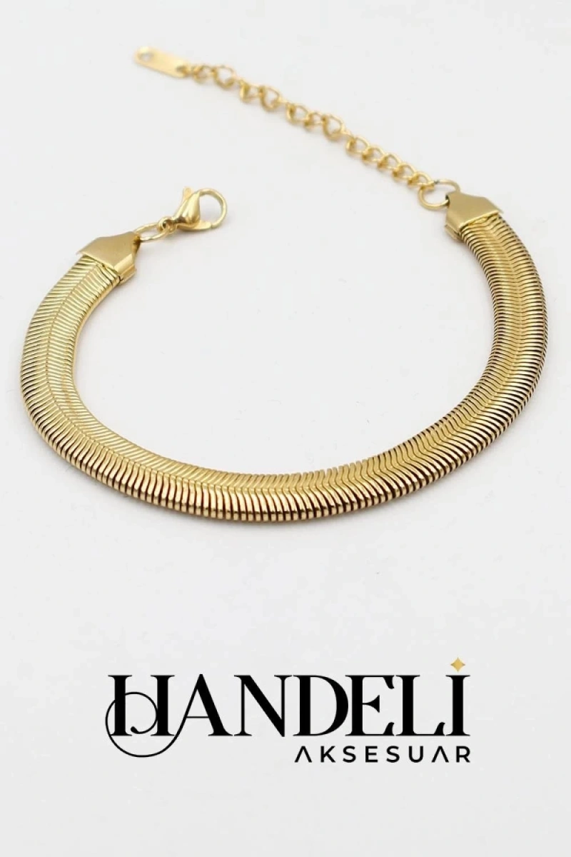 Kalın Ezme İtalyan Gold Altın Kaplama Bileklik