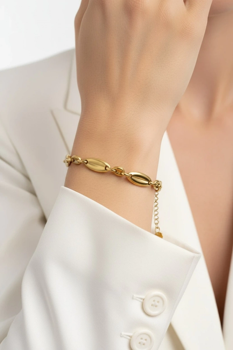 Menes Model Gold Altın Kaplama Bileklik