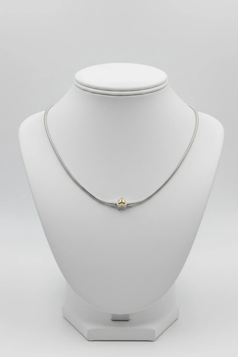 P. Model Renkli Kalp Beyaz Altın Kaplama Kolye