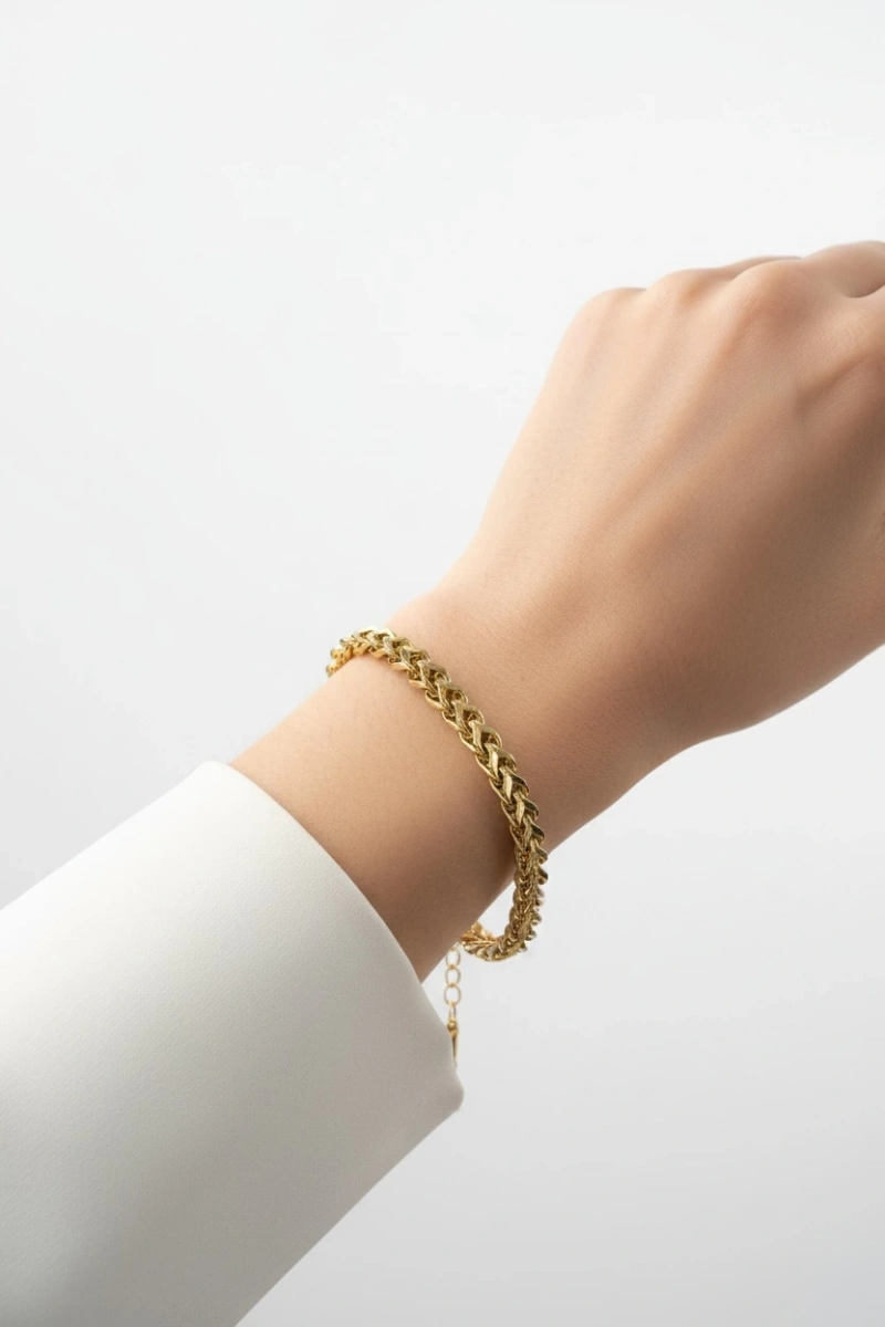 Sırma Model Gold Altın Kaplama Çelik Bileklik