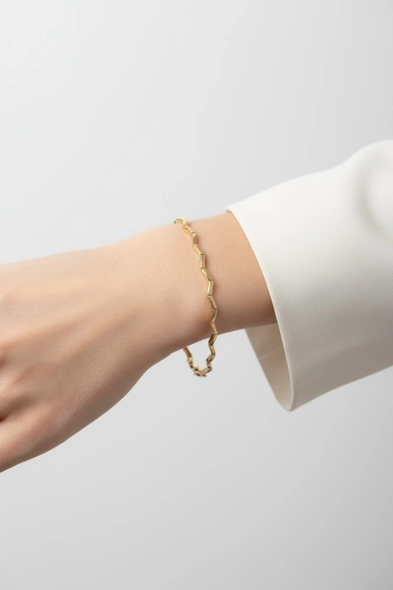 Sıralı Çapraz Model Gold Altın Kaplama Bileklik